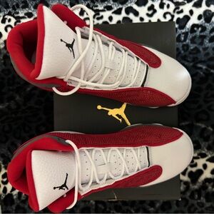 JORDAN 13 RETRO GS 'RED FLINT' Jordan Red and White Sneakers Classic Design